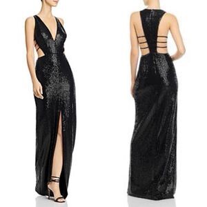 Aidan Mattox Womens Metallic V-Neck Formal Dress